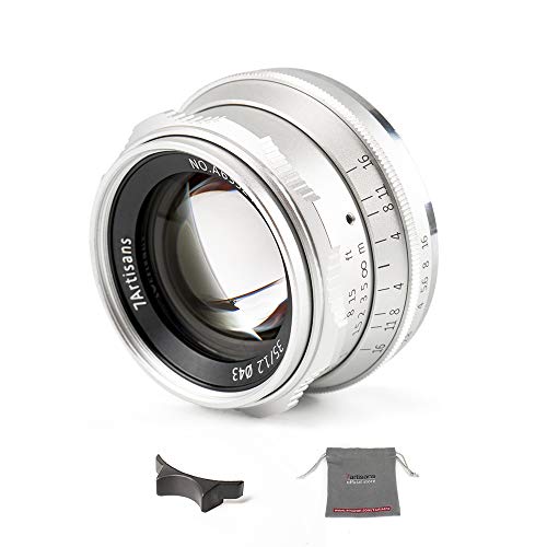 Fabrik Direkt 7artisans 35mm F1.2 APS-C Manuelle Fokuslinse Weit Fit für Kompakte Spiegellose Kameras Canon Kamera M1 M2 M3 M5 M6 M10 EOS-M Mount (Silber) von 7artisans