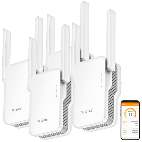 7links WLANRepeater: 4er-Set WiFi-6-Dualband-Repeater, bis 3.000MBit/s, WLAN-Mesh, LAN-Port (WLAN-Repeater Wi-Fi 6, Steckdosen) von 7links