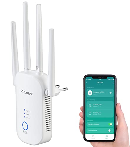 7links Dual WLAN-Repeater: Dualband-WLAN-Repeater, App ELESION, 2,4 & 5 GHz, bis 1.200 Mbit/s (Dualband WLAN-Repeater & -Router, WLAN-Range-Extender, Handy Verstärker) von 7links