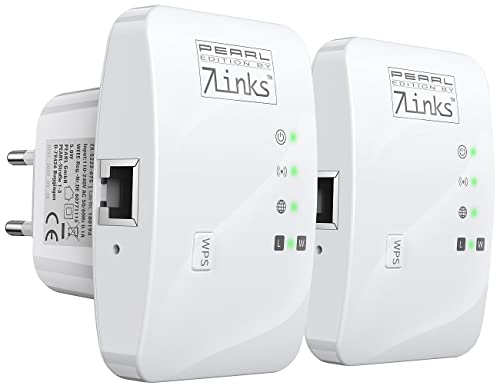 7links WiFi Extender: 2er-Set Mini-WLAN-Repeater mit WPS-Taste, 300 Mbit/s, 2,4 GHz & LAN (WLAN Verstärkung, Kleiner WLAN-Repeater, Geräteanschluss) von 7links