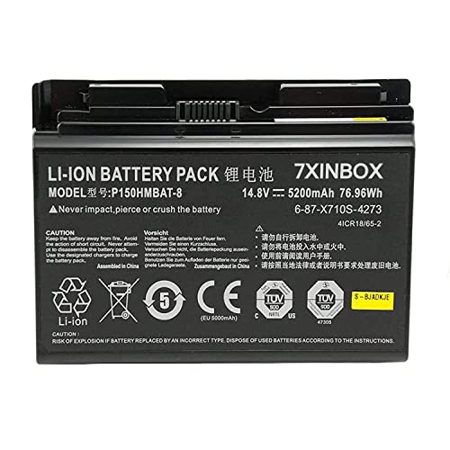 7XINbox P150HMBAT-8 14.8V 5200mAh 76.96Wh Ersatz Akku Batterie für CLevo 6-87-X710S-4271 6-87-X710S-4272 6-87-X710S-4J7 6-87-X710S-4J72 Sager NP8170 NP8150 NP8130 P170HM P170 P170SM-A 7XINbox P150HMBAT-8 14.8V 5200mAh 76.96Wh Ersatz Akku Batterie für CLevo 6-87-X710S-4271 6-87-X710S-4272 6-87-X710S-4J7 6-87-X710S-4J72 Sager NP8170 NP8150 NP8130 P170HM P170 P170SM-A von 7xinbox