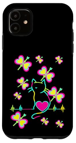 Gefühle Frühling Herzschlag Katze Katzen Retro Kind Vintage Hülle für iPhone 11 von 80er 90er Katzen Retro Katze Vintage