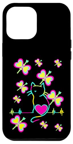 Gefühle Frühling Herzschlag Katze Katzen Retro Kind Vintage Hülle für iPhone 12 Pro Max von 80er 90er Katzen Retro Katze Vintage