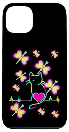 Gefühle Frühling Herzschlag Katze Katzen Retro Kind Vintage Hülle für iPhone 13 von 80er 90er Katzen Retro Katze Vintage