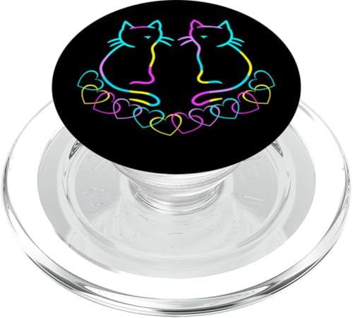 Herz Retro Katzen Kinder Kind Mädchen Jungen Katze Valentin PopSockets PopGrip für MagSafe Herz Retro Katzen Kinder Kind Mädchen Jungen Katze Valentin PopSockets PopGrip für MagSafe von 80er 90er Katzen Retro Katze Vintage