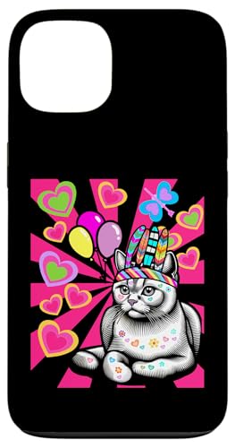 Hippie Katze Katzen Geburtstag Retro Kinder Kind Mädchen Hülle für iPhone 13 von 80er 90er Katzen Retro Katze Vintage