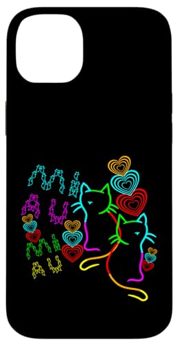 Hippie Reto Katzen Katze Kinder Mädchen Jungen Herzen 80er Hülle für iPhone 14 Plus von 80er 90er Katzen Retro Katze Vintage
