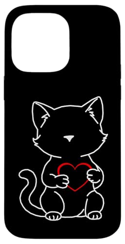Katze Katzen Retro Valentinstag Herz Herzen Valentin 80er 90 Hülle für iPhone 14 Pro Max von 80er 90er Katzen Retro Katze Vintage