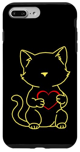 Katze Katzen Retro Valentinstag Herz Herzen Valentin 80er 90 Hülle für iPhone 7 Plus/8 Plus von 80er 90er Katzen Retro Katze Vintage