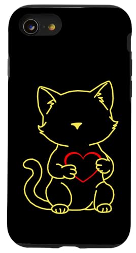 Katze Katzen Retro Valentinstag Herz Herzen Valentin 80er 90 Hülle für iPhone SE (2020) / 7 / 8 von 80er 90er Katzen Retro Katze Vintage