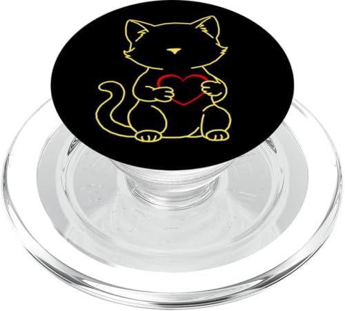 Katze Katzen Retro Valentinstag Herz Herzen Valentin 80er 90 PopSockets PopGrip für MagSafe Katze Katzen Retro Valentinstag Herz Herzen Valentin 80er 90 PopSockets PopGrip für MagSafe von 80er 90er Katzen Retro Katze Vintage