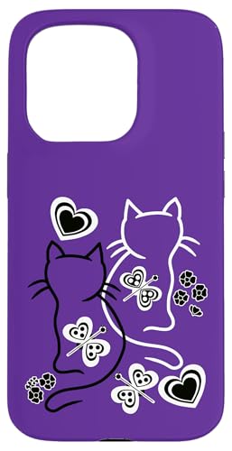 Katzen Katze 80er Vintage Kinder Kind Kleinkinder Sommer Hülle für iPhone 15 Pro von 80er 90er Katzen Retro Katze Vintage