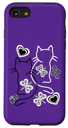 Katzen Katze 80er Vintage Kinder Kind Kleinkinder Sommer Hülle für iPhone SE (2020) / 7 / 8 von 80er 90er Katzen Retro Katze Vintage