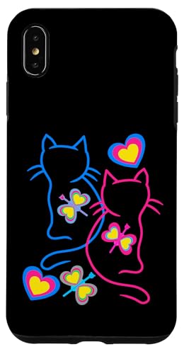 Katzen Katze Herz Herzen Kätzchen Schmetterlinge Retro 80er Hülle für iPhone XS Max von 80er 90er Katzen Retro Katze Vintage
