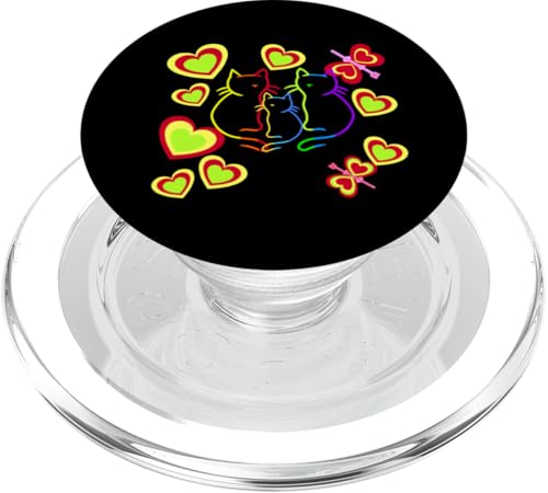 Katzen Katze Herz Herzen Kätzchen Valentin Retro 80er Kinder PopSockets PopGrip für MagSafe Katzen Katze Herz Herzen Kätzchen Valentin Retro 80er Kinder PopSockets PopGrip für MagSafe von 80er 90er Katzen Retro Katze Vintage
