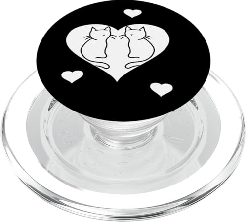 Katzen Katze Herz Herzen Retro 80er 90er Vintage Old school PopSockets PopGrip für MagSafe Katzen Katze Herz Herzen Retro 80er 90er Vintage Old school PopSockets PopGrip für MagSafe von 80er 90er Katzen Retro Katze Vintage