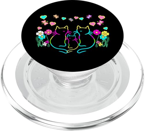 Katzen Katze Herz Kätzchen Valentin Retro 80er Kinder Blume PopSockets PopGrip für MagSafe Katzen Katze Herz Kätzchen Valentin Retro 80er Kinder Blume PopSockets PopGrip für MagSafe von 80er 90er Katzen Retro Katze Vintage
