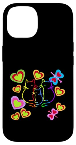 Katzen Katze Kinder Kind Retro Frühling Sommer 80er Vintage Hülle für iPhone 14 von 80er 90er Katzen Retro Katze Vintage