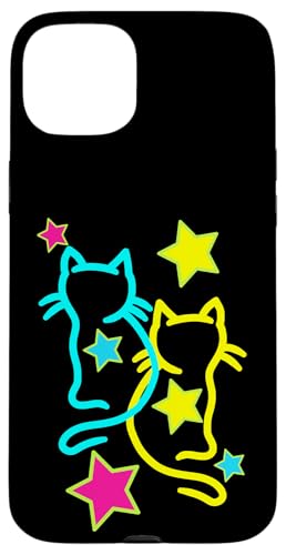 Katzen Katze Kinder Kind Retro Kätzchen Vintage 80er 90er Hülle für iPhone 15 Plus von 80er 90er Katzen Retro Katze Vintage