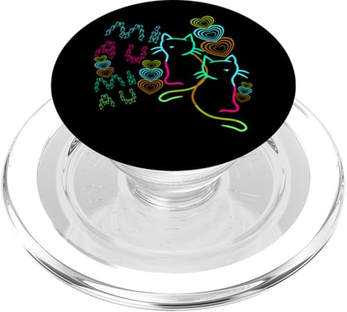 Katzen Katze Teenager Teenie Kinder Kind Retro Herzen 80er PopSockets PopGrip für MagSafe Katzen Katze Teenager Teenie Kinder Kind Retro Herzen 80er PopSockets PopGrip für MagSafe von 80er 90er Katzen Retro Katze Vintage