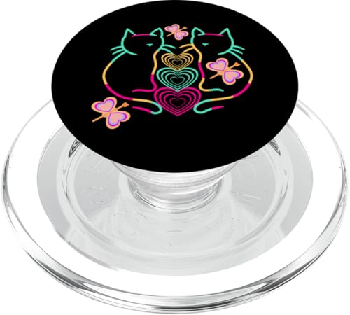Katzen Katze Teenie Kinder Kind Retro 80er Mädchen Jungen PopSockets PopGrip für MagSafe Katzen Katze Teenie Kinder Kind Retro 80er Mädchen Jungen PopSockets PopGrip für MagSafe von 80er 90er Katzen Retro Katze Vintage