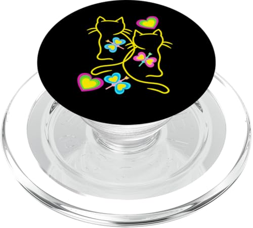 Katzen Kinder Mädchen Jungen Sommer Katze Retro Kind 80er PopSockets PopGrip für MagSafe Katzen Kinder Mädchen Jungen Sommer Katze Retro Kind 80er PopSockets PopGrip für MagSafe von 80er 90er Katzen Retro Katze Vintage