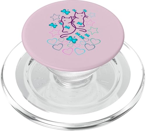 Katzen Teenie Katze Retro Herz 80er Katze Kinder Kind Baby PopSockets PopGrip für MagSafe Katzen Teenie Katze Retro Herz 80er Katze Kinder Kind Baby PopSockets PopGrip für MagSafe von 80er 90er Katzen Retro Katze Vintage