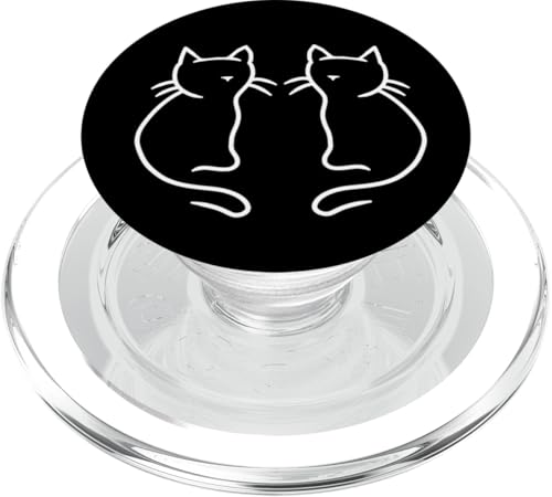 Linien Katzen Katze 80er Retro Kinder Mädchen Jungen Katzen PopSockets PopGrip für MagSafe Linien Katzen Katze 80er Retro Kinder Mädchen Jungen Katzen PopSockets PopGrip für MagSafe von 80er 90er Katzen Retro Katze Vintage