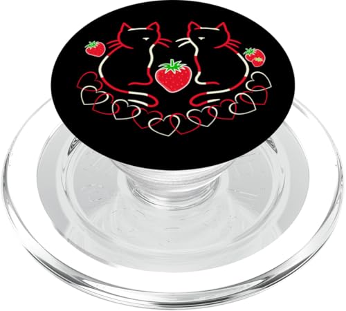 Retro Erdbeer Katzen Teenie Teenager Katze Kind Mädchen 80er PopSockets PopGrip für MagSafe Retro Erdbeer Katzen Teenie Teenager Katze Kind Mädchen 80er PopSockets PopGrip für MagSafe von 80er 90er Katzen Retro Katze Vintage