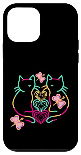 Retro Frühling Sommer Katzen Katze Herzen Schmetterling 80er Hülle für iPhone 12 mini von 80er 90er Katzen Retro Katze Vintage