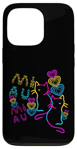 Retro Herz Katzen Katze 80er90er Kinder Kind Mädchen Jungen Hülle für iPhone 13 Pro von 80er 90er Katzen Retro Katze Vintage
