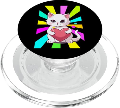 Retro Katze Katzen Herz Herzen Valentin Kätzchen 80er Kinder PopSockets PopGrip für MagSafe Retro Katze Katzen Herz Herzen Valentin Kätzchen 80er Kinder PopSockets PopGrip für MagSafe von 80er 90er Katzen Retro Katze Vintage