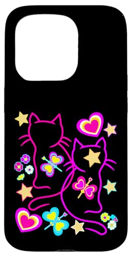 Retro Katzen Katze Kätzchen 80er Vintage Katzenliebhaber Hülle für iPhone 15 Pro von 80er 90er Katzen Retro Katze Vintage