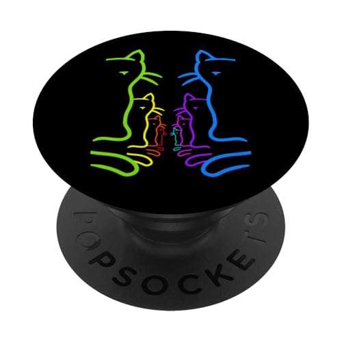 Retro Katzen Katze Katzenliebhaber Kinder Kind 80er Vintage PopSockets Klebender PopGrip von 80er 90er Katzen Retro Katze Vintage