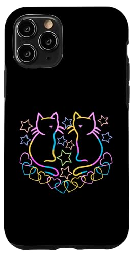 Retro Katzen Katze Kind Kinder Vintage Kätzchen Tierfreund Hülle für iPhone 11 Pro von 80er 90er Katzen Retro Katze Vintage