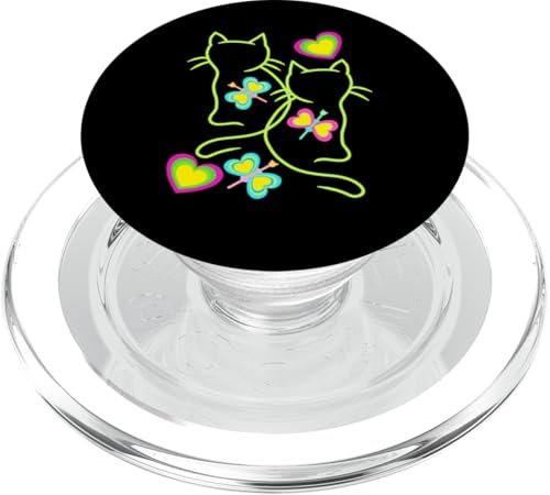 Retro Katzen Katze Teenie Kinder Frühling Sommer Mädchen PopSockets PopGrip für MagSafe Retro Katzen Katze Teenie Kinder Frühling Sommer Mädchen PopSockets PopGrip für MagSafe von 80er 90er Katzen Retro Katze Vintage