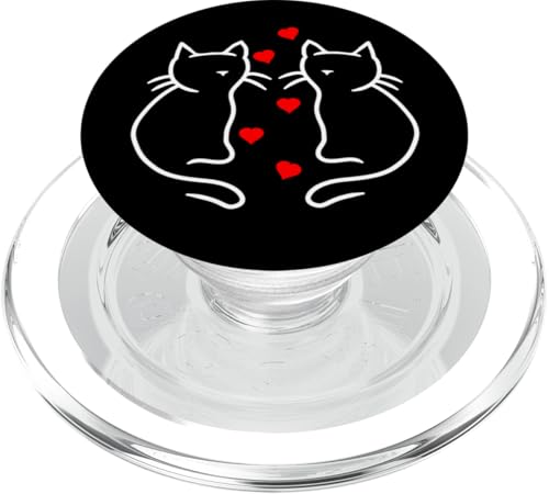 Retro Katzen Katze Valentin Teenager Kinder Kind Herz 80er PopSockets PopGrip für MagSafe Retro Katzen Katze Valentin Teenager Kinder Kind Herz 80er PopSockets PopGrip für MagSafe von 80er 90er Katzen Retro Katze Vintage