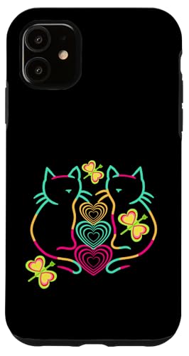 Retro Katzen Kinder Kind Kätzchen 80er Katzenfreund Herz Hülle für iPhone 11 von 80er 90er Katzen Retro Katze Vintage