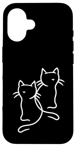 Retro Katzen Linien Katze Vintage Old school Kätzchen Kinder Hülle für iPhone 16 von 80er 90er Katzen Retro Katze Vintage