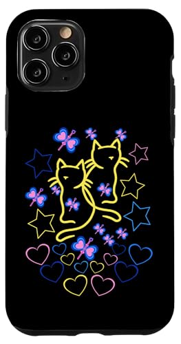 Retro Kinder Kind Katzen Katze Herzen Mädchen Jungen Vintage Hülle für iPhone 11 Pro von 80er 90er Katzen Retro Katze Vintage
