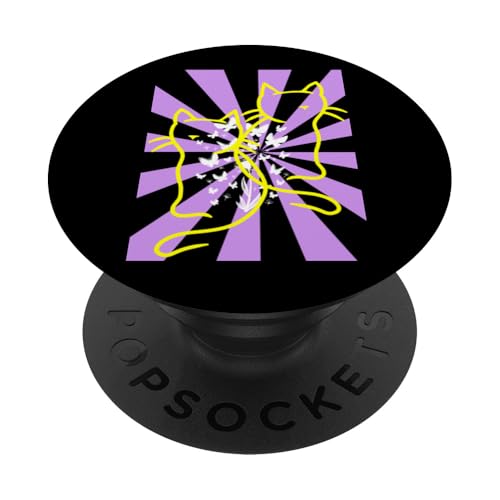 Retro Sommerzeit Katzen Katze Blumen Schmetterlinge Insekt PopSockets Klebender PopGrip von 80er 90er Katzen Retro Katze Vintage