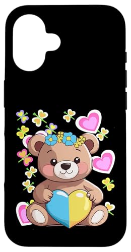 Retro Sommerzeit Kinder Kind Teddy Teddybär Herz Herzen Bär Hülle für iPhone 16 von 80er 90er Katzen Retro Katze Vintage
