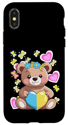 Retro Sommerzeit Kinder Kind Teddy Teddybär Herz Herzen Bär Hülle für iPhone X/XS von 80er 90er Katzen Retro Katze Vintage
