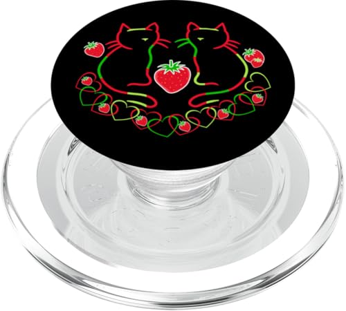 Sommer 80er Retro Erdbeer Katzen Katze Sommerzeit Vintage PopSockets PopGrip für MagSafe Sommer 80er Retro Erdbeer Katzen Katze Sommerzeit Vintage PopSockets PopGrip für MagSafe von 80er 90er Katzen Retro Katze Vintage