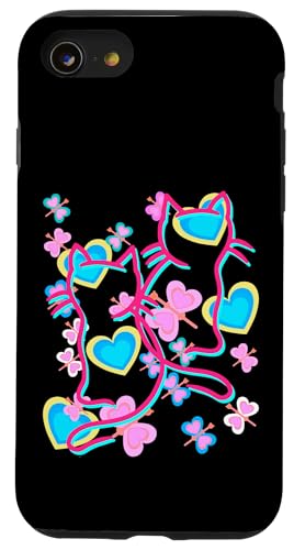 Sommer 80er Retro Katzen Katze Mädchen Jungen Kinder Kind Hülle für iPhone SE (2020) / 7 / 8 von 80er 90er Katzen Retro Katze Vintage