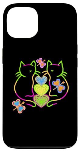 Sommer Katzen Kinder Kind Retro Sommerzeit 80er Herz Katze Hülle für iPhone 13 von 80er 90er Katzen Retro Katze Vintage