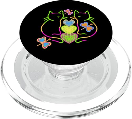 Sommer Katzen Kinder Kind Retro Sommerzeit 80er Herz Katze PopSockets PopGrip für MagSafe Sommer Katzen Kinder Kind Retro Sommerzeit 80er Herz Katze PopSockets PopGrip für MagSafe von 80er 90er Katzen Retro Katze Vintage