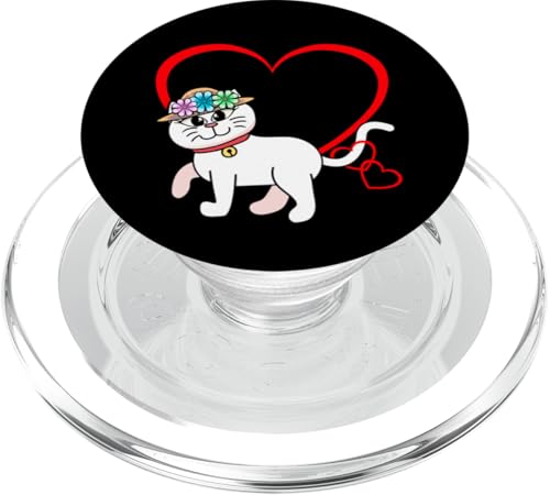 Valentin Valentinstag Katze Katzen Kind Mädchen Jungen Herz PopSockets PopGrip für MagSafe Valentin Valentinstag Katze Katzen Kind Mädchen Jungen Herz PopSockets PopGrip für MagSafe von 80er 90er Katzen Retro Katze Vintage