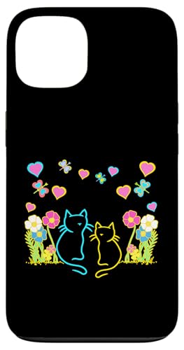 für Mädchen süße Sommer Katzen Katze Retro Herz Kinder 80er Hülle für iPhone 13 von 80er 90er Katzen Retro Katze Vintage