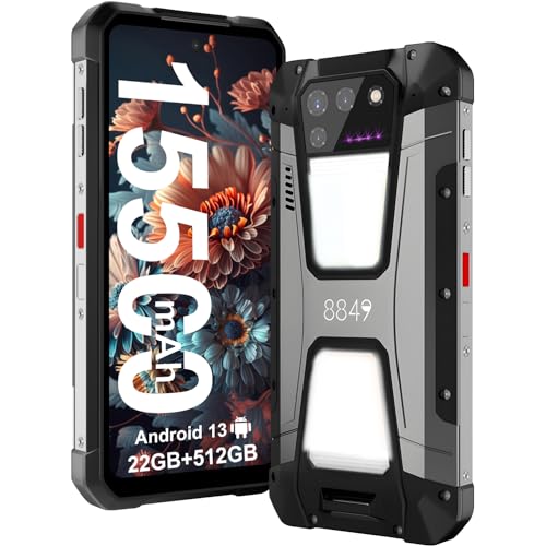 8849 Tank 2 Outdoor Handy Ohne Vertrag(2023), 15500mAh Android 13 4G Outdoor Smartphone mit Projektor, 22GB RAM+512GB ROM, 6,79" IP68 Wasserdicht Dual SIM Rugged Smartphone,64MP Nachtsicht Kamera/OTG von 8849